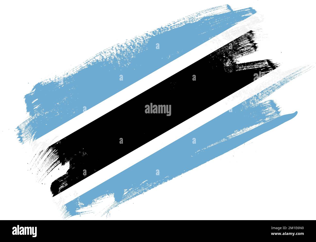 Abstract paint brush textured flag of botswana on white background ...