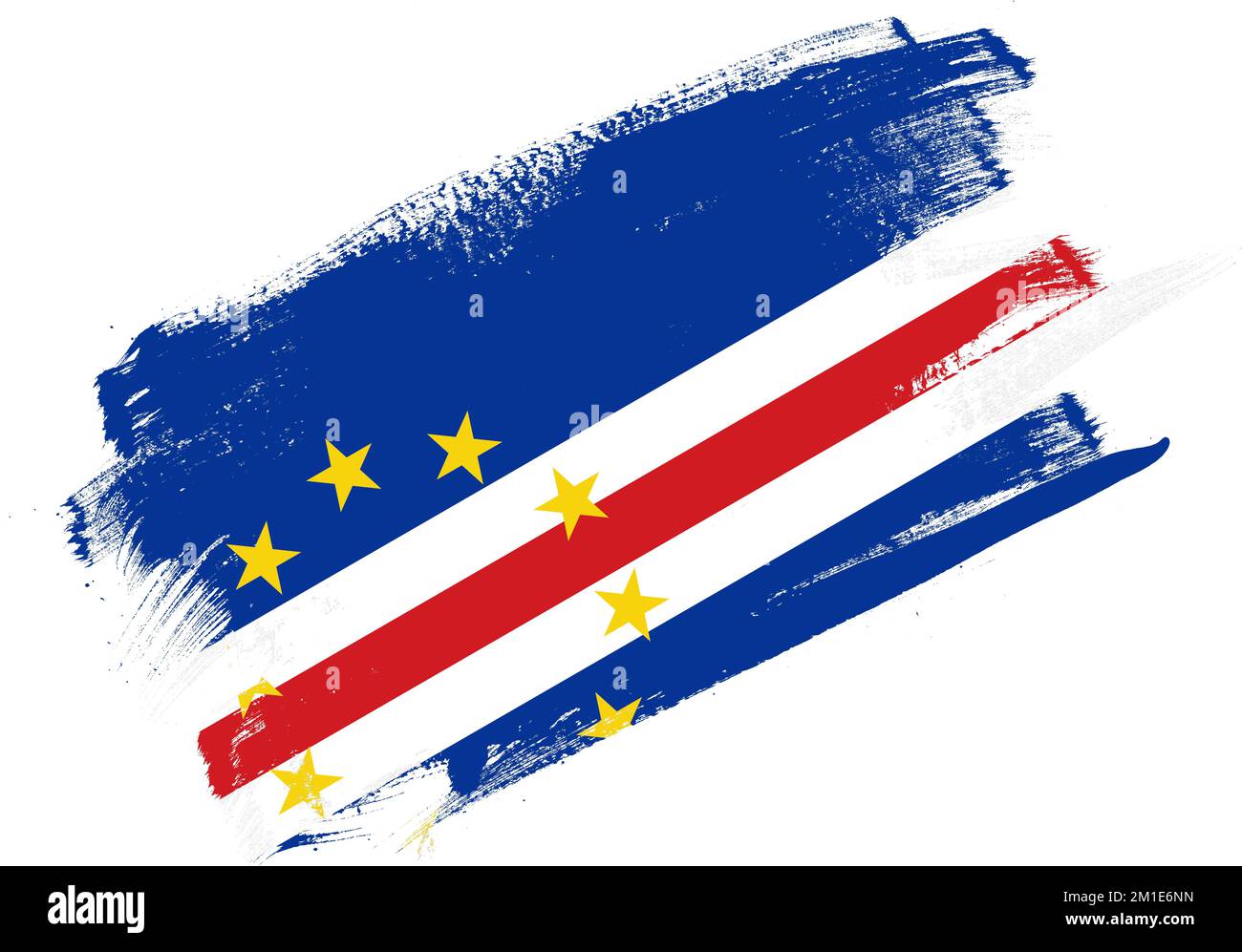 Abstract Paint Brush Textured Flag Of Cabo Verde On White Background Stock Photo Alamy