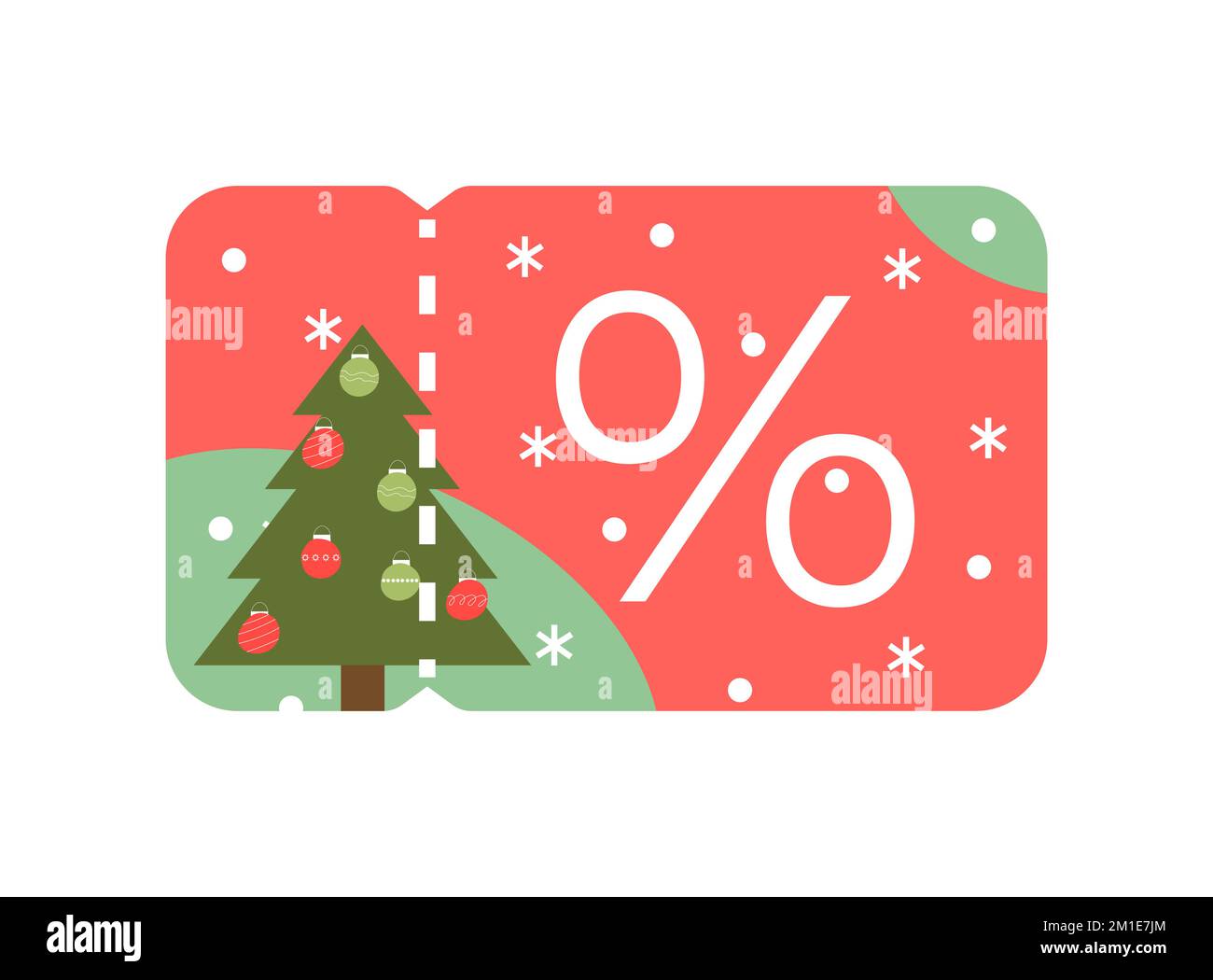 Christmas voucher mockup with Christmas tree and snow in the background