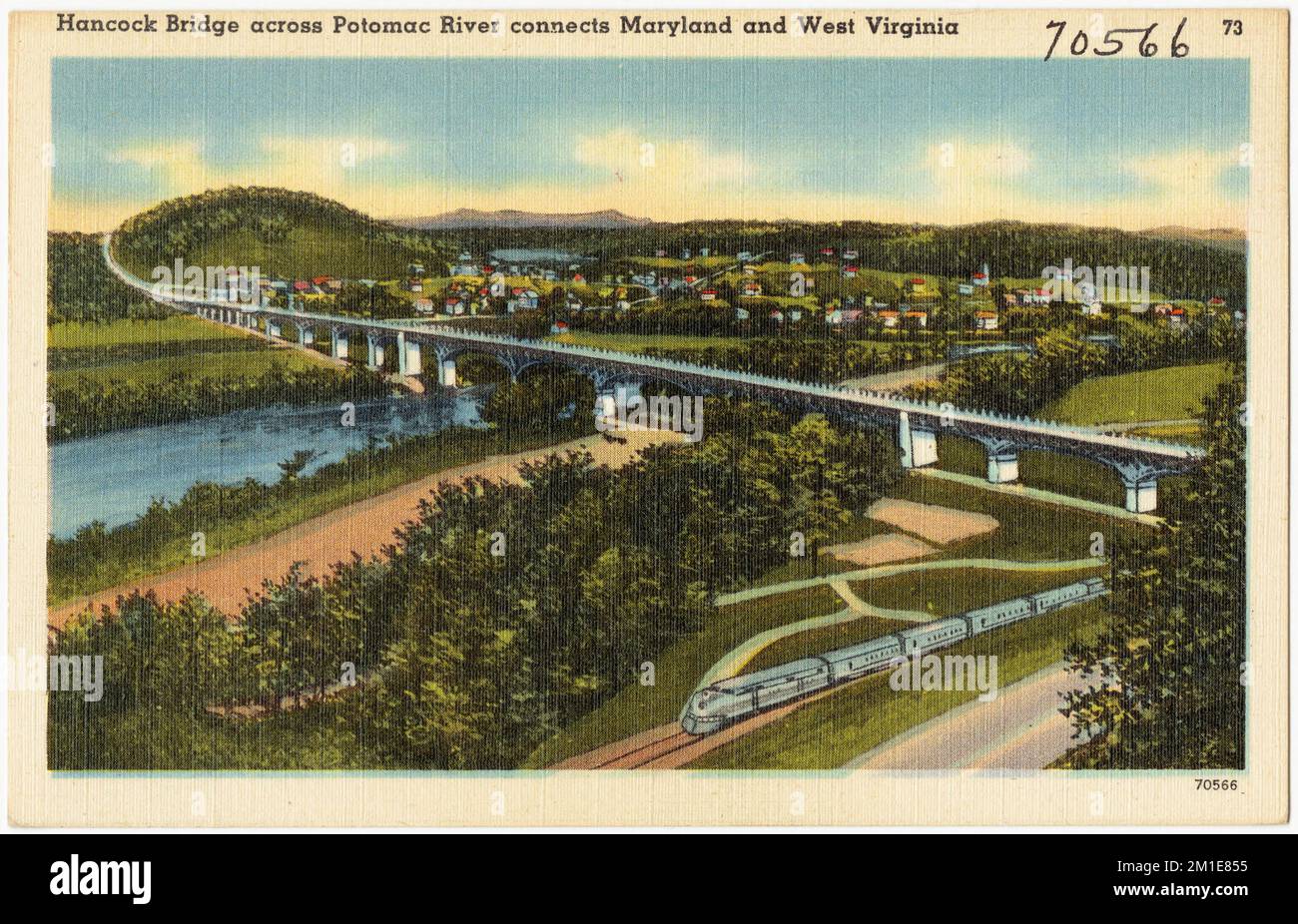 Hancock Bridge across Potomac River connects Maryland and West Virginia