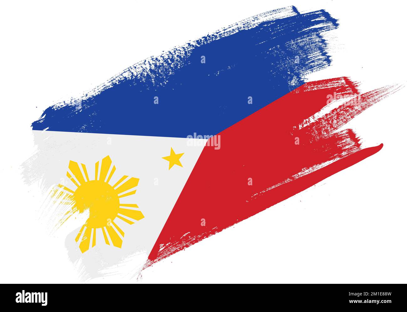 Abstract paint brush textured flag of philippines on white background Stock Photo