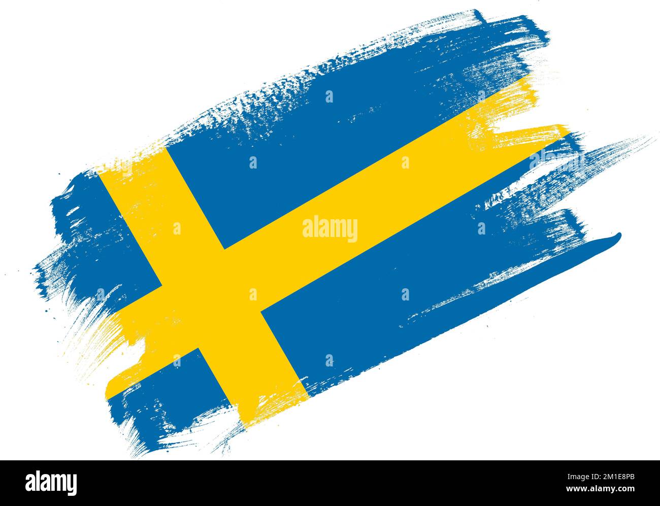 Abstract paint brush textured flag of sweden on white background Stock ...