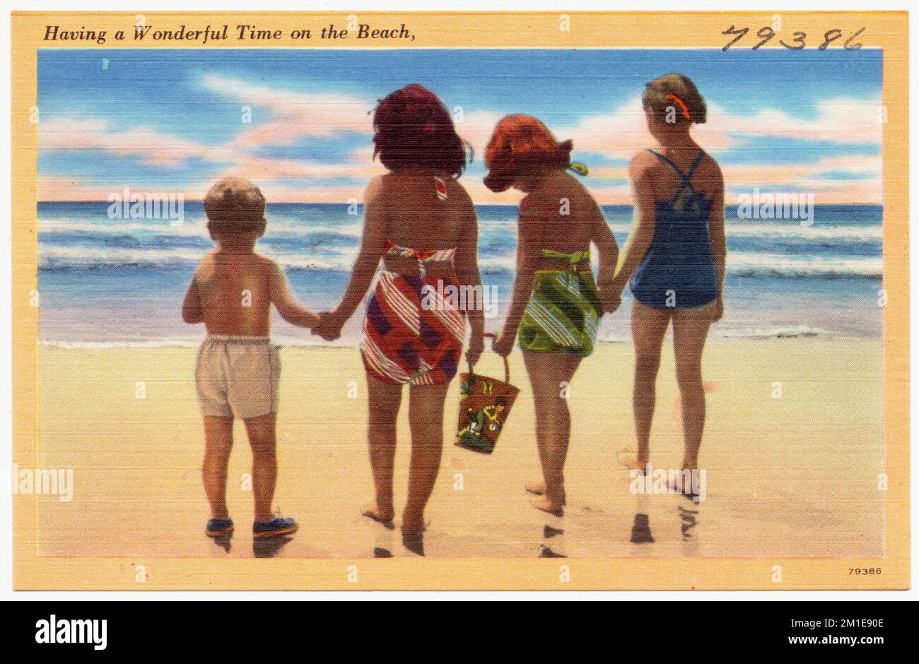 Having a wonderful time on the beach , Beaches, Tichnor Brothers