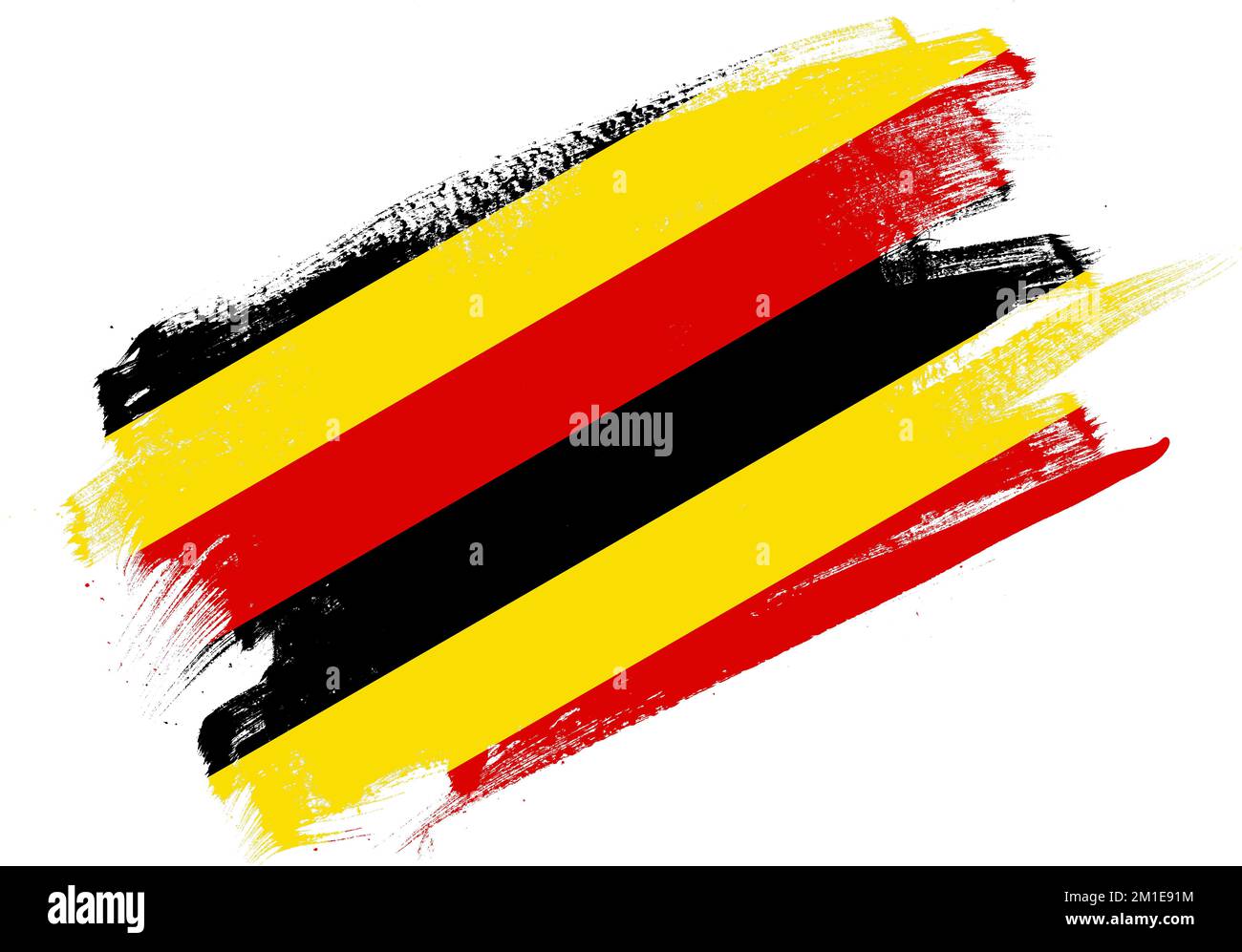 Abstract paint brush textured flag of uganda on white background Stock ...