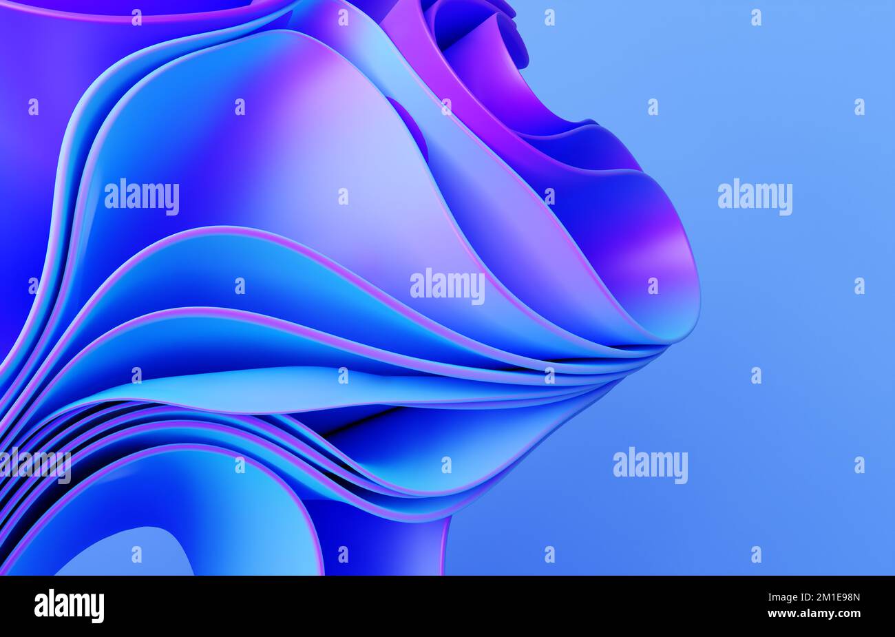 Abstract modern neon, blue, violet colors background with ruffle