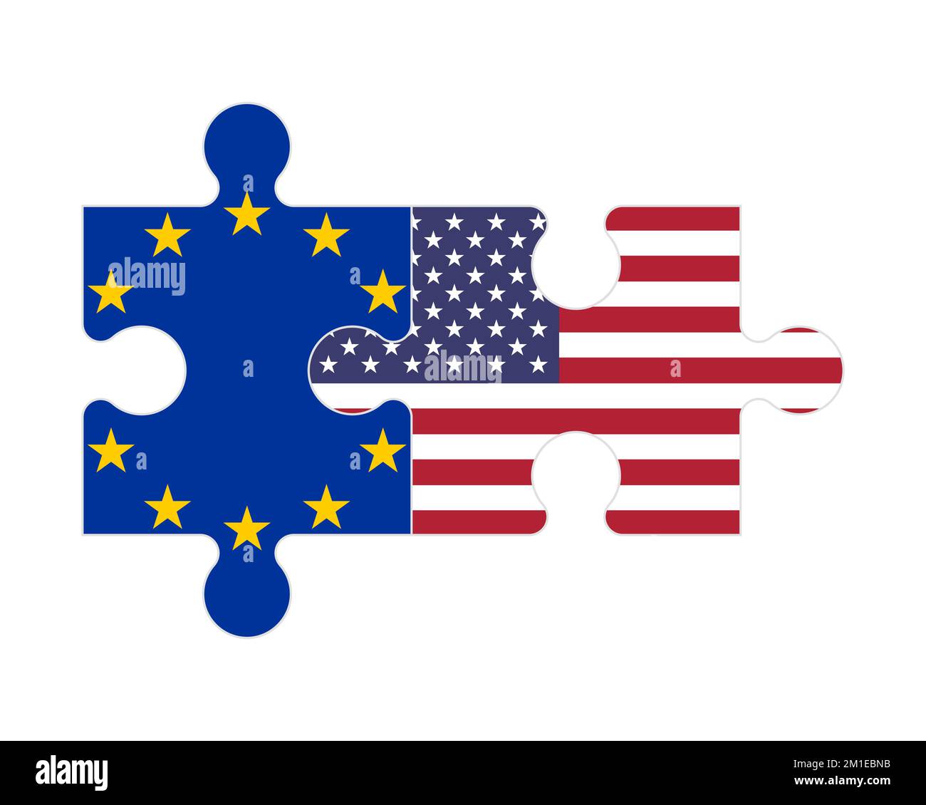 Connected puzzle of flags of European Union and America, vector Stock ...