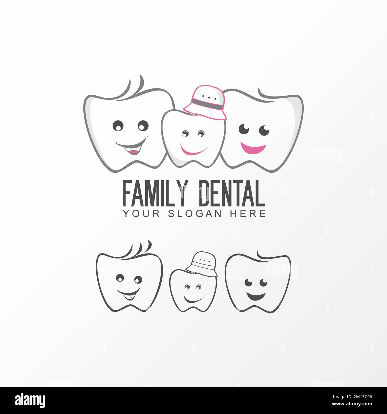 Dental, teeth, tooth funny character of father, mother and child Image