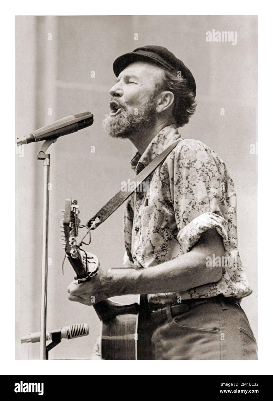 Folk singer PETE SEEGER performing at the Bandshell in Central Park