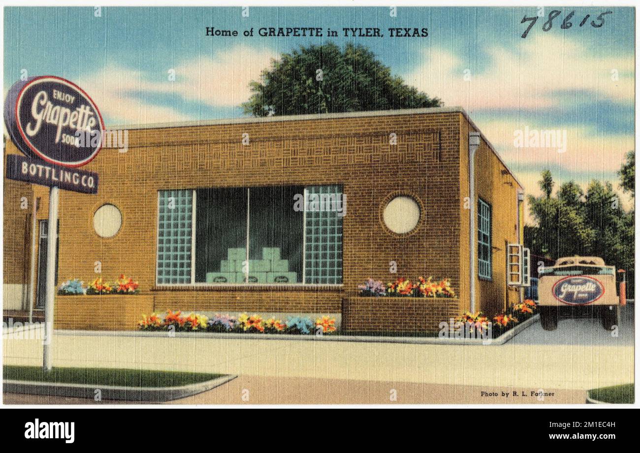 Home of Grapette in Tyler, Texas , Commercial facilities, Tichnor Brothers Collection, postcards of the United States Stock Photo