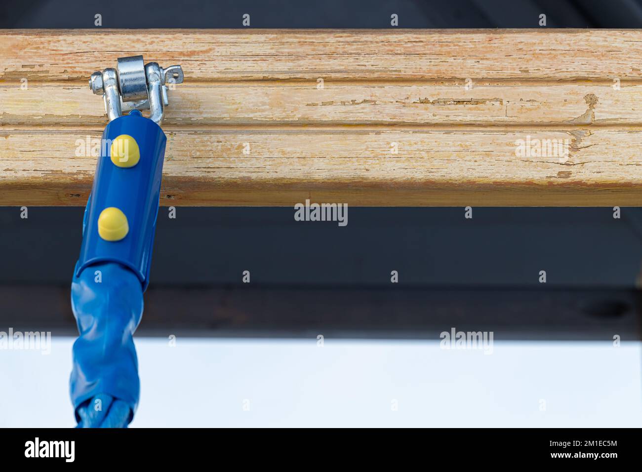 metal rope fastening on the sports ground. rope on the playground ...