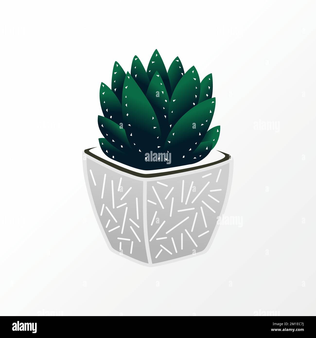 spiny cactus plants in pot Image graphic icon logo design abstract concept vector stock. Can be used as a symbol related to nature or interior Stock Vector