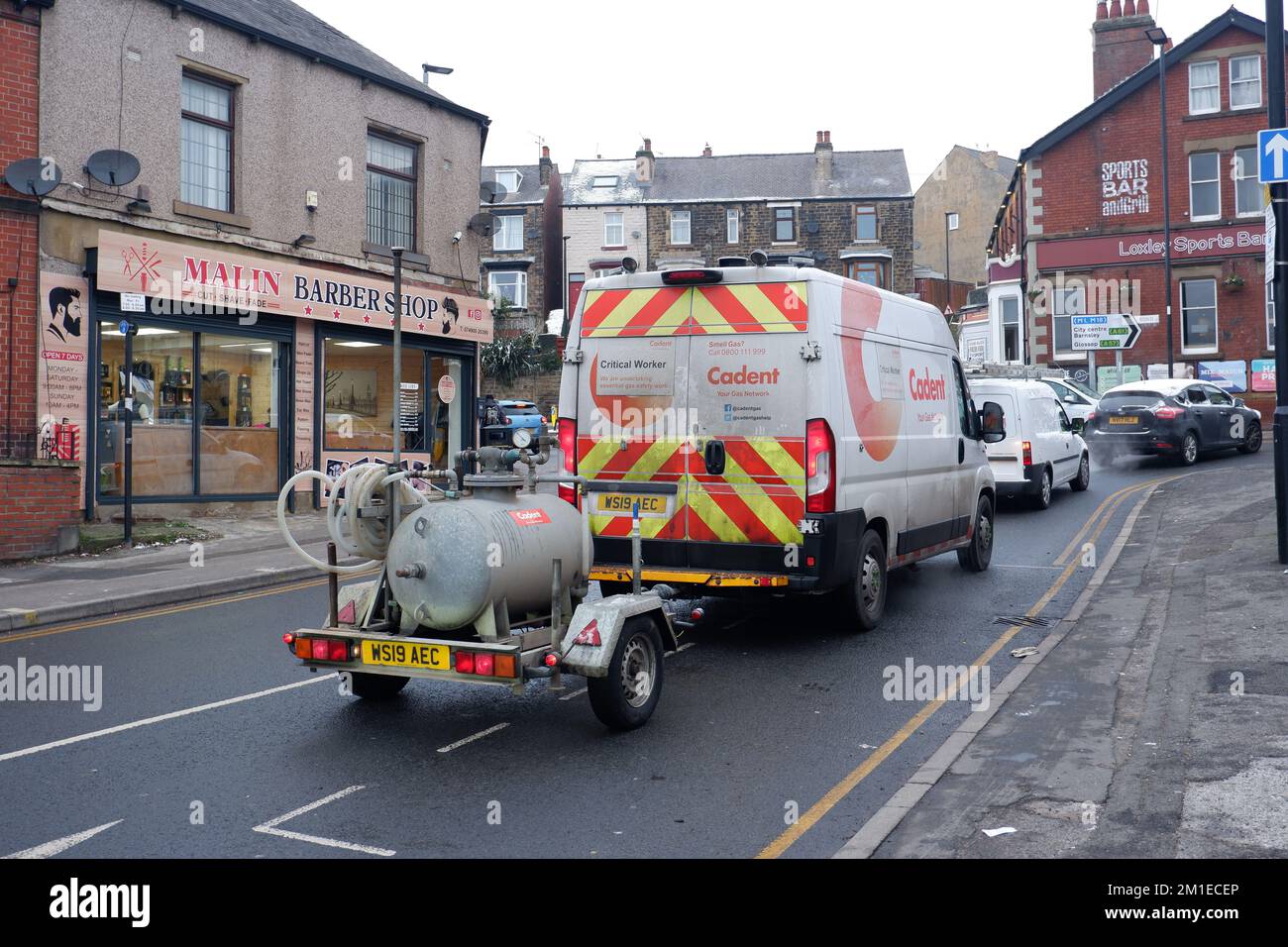 Cadent Gas vehicle in Malin Bridge December 2022 after a burst Yorkshire Water pipe flooded a gas main cutting off gas to 2000 homes in icy weather Stock Photo