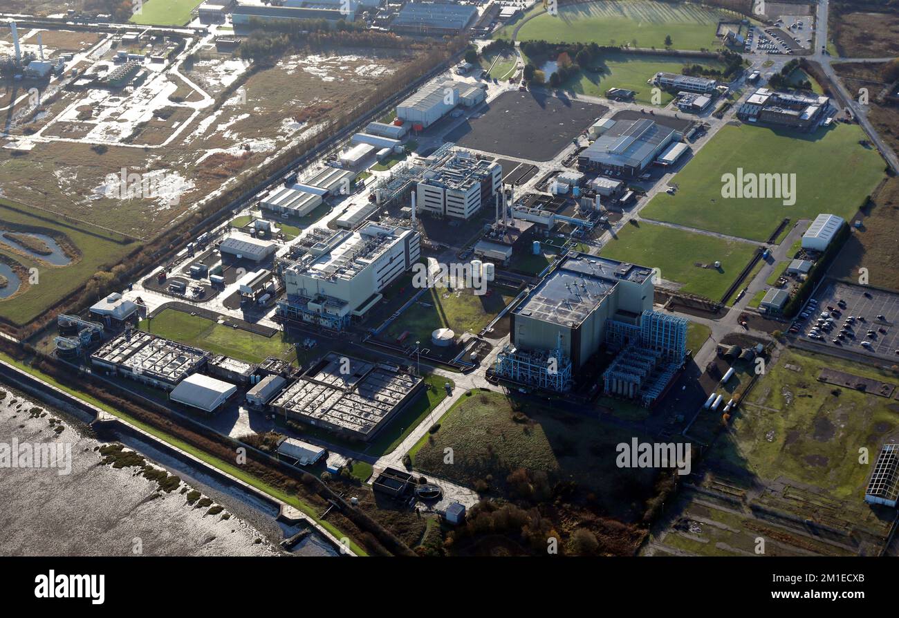 aerial view of Novartis Pharmaceuticals laboratory & plant at Pyewipe, Grimsby, Lincolnshire Stock Photo