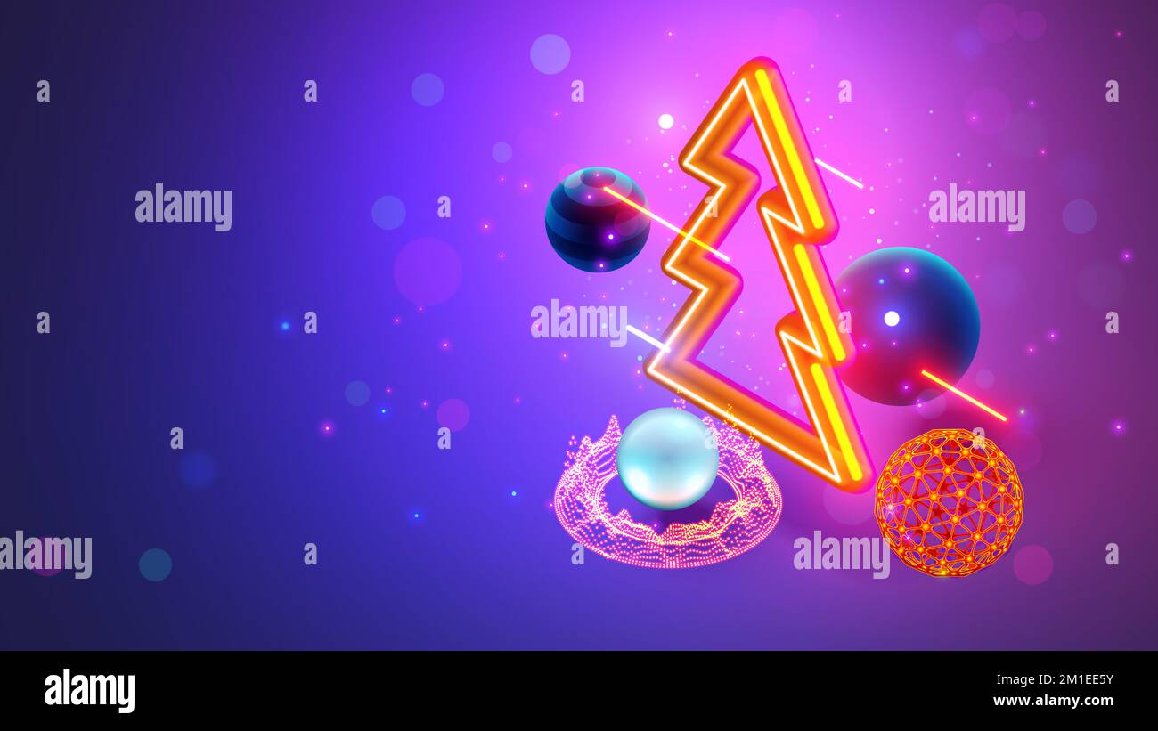 Christmas tree in digital technology style. Celebration banner in