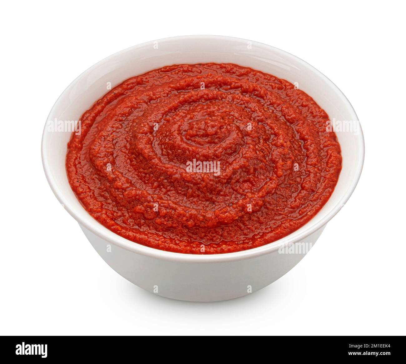 Tomato paste in bowl isolated on white background Stock Photo Alamy