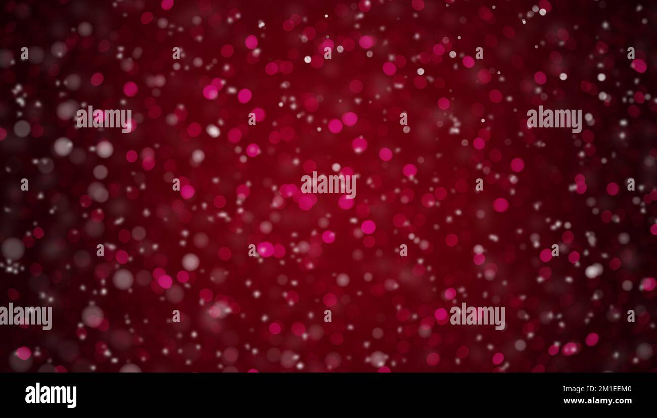 Bright red Christmas background with snow and blur Stock Photo