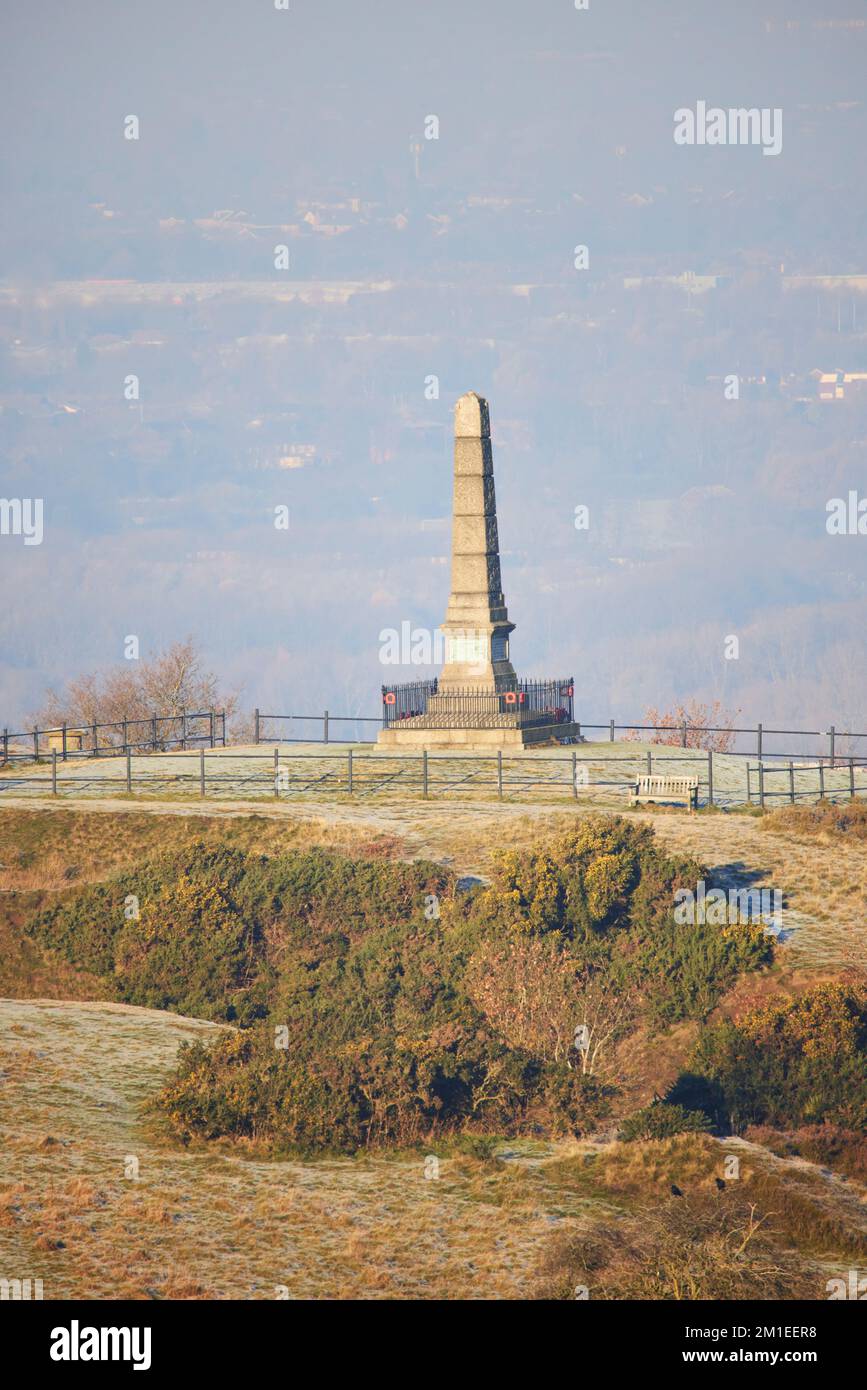 Hyde War Memorial Werneth Low, Topmost, Hacking Knife. Grey Cornish Granite from the same quarries as cenotaph in London Stock Photo