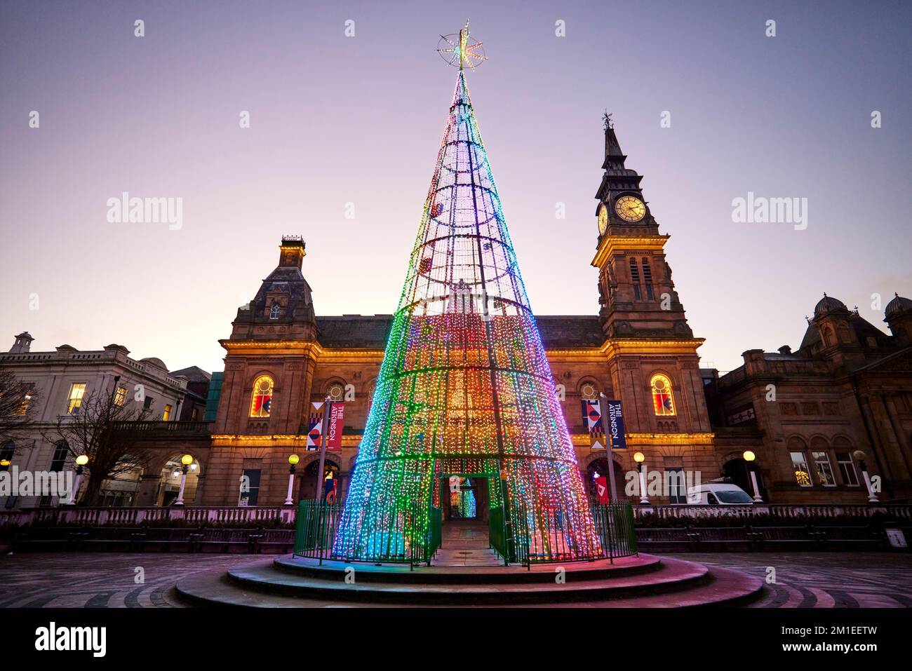 Southport new led Christmas tree outside The landmark building Atkinson