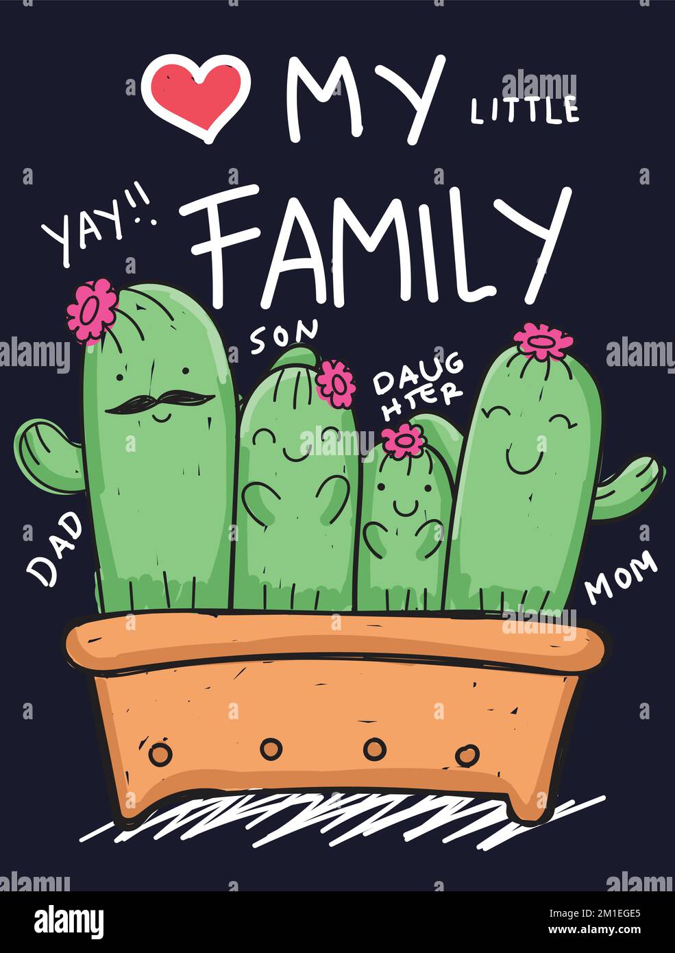 Hand drawn cactus family for t shirt Stock Vector Image & Art - Alamy