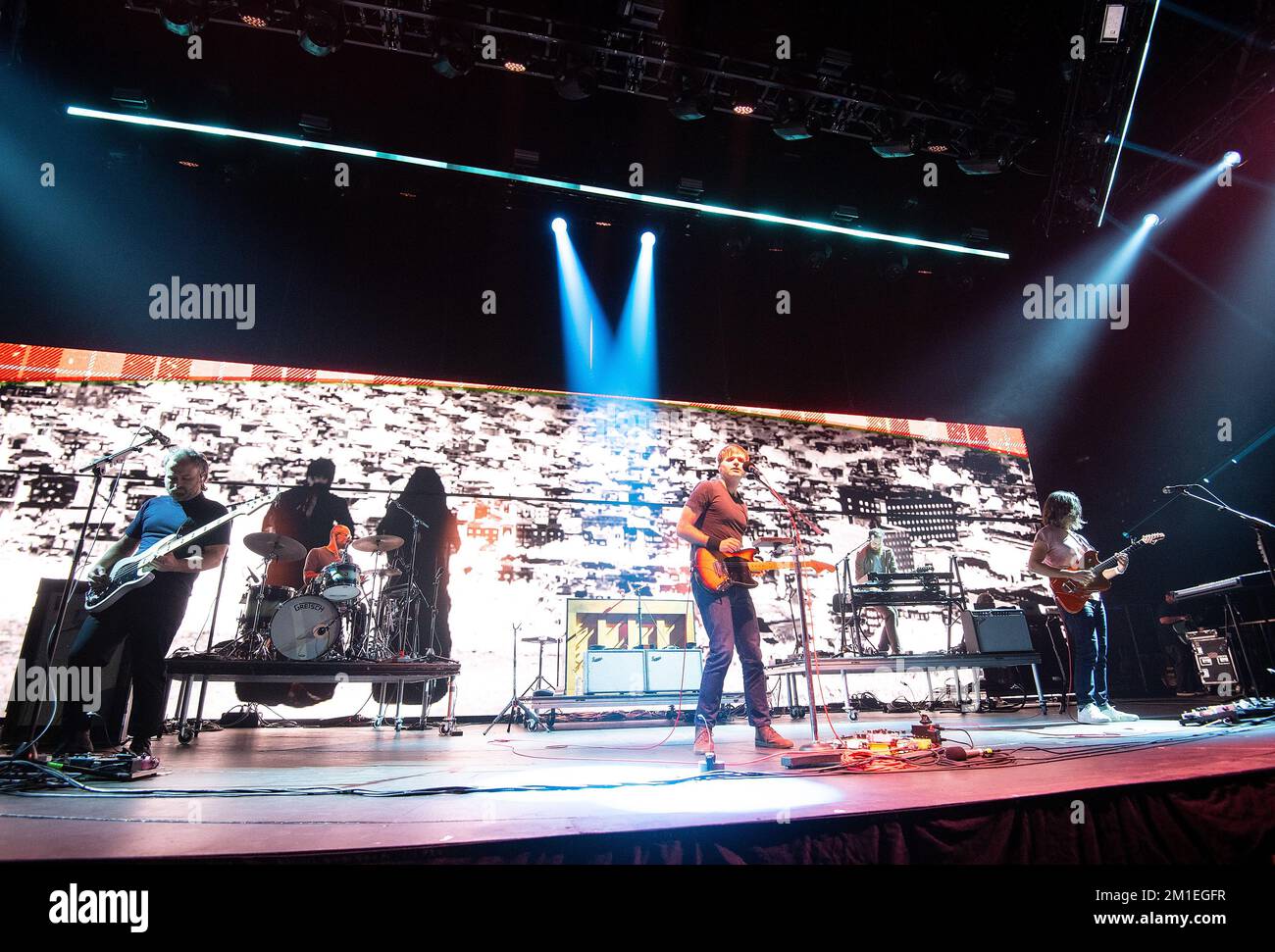 Ben Gibbard, Zac Rae, and Dave Depper of Death Cab for Cutie performs