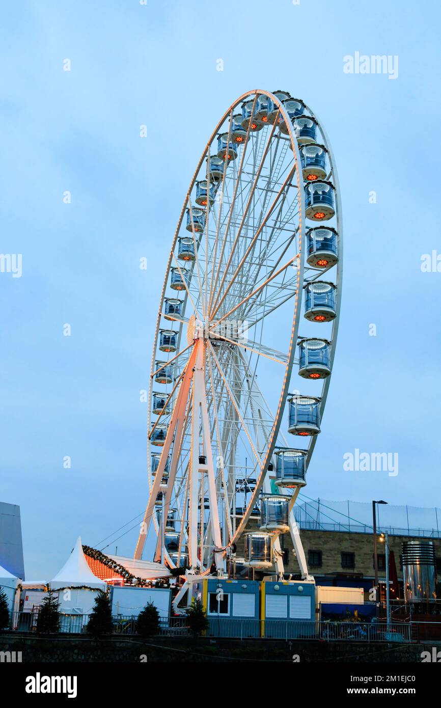 Cologne Harbour Christmas market ferris wheel. Koln Cologne Germany Stock Photo