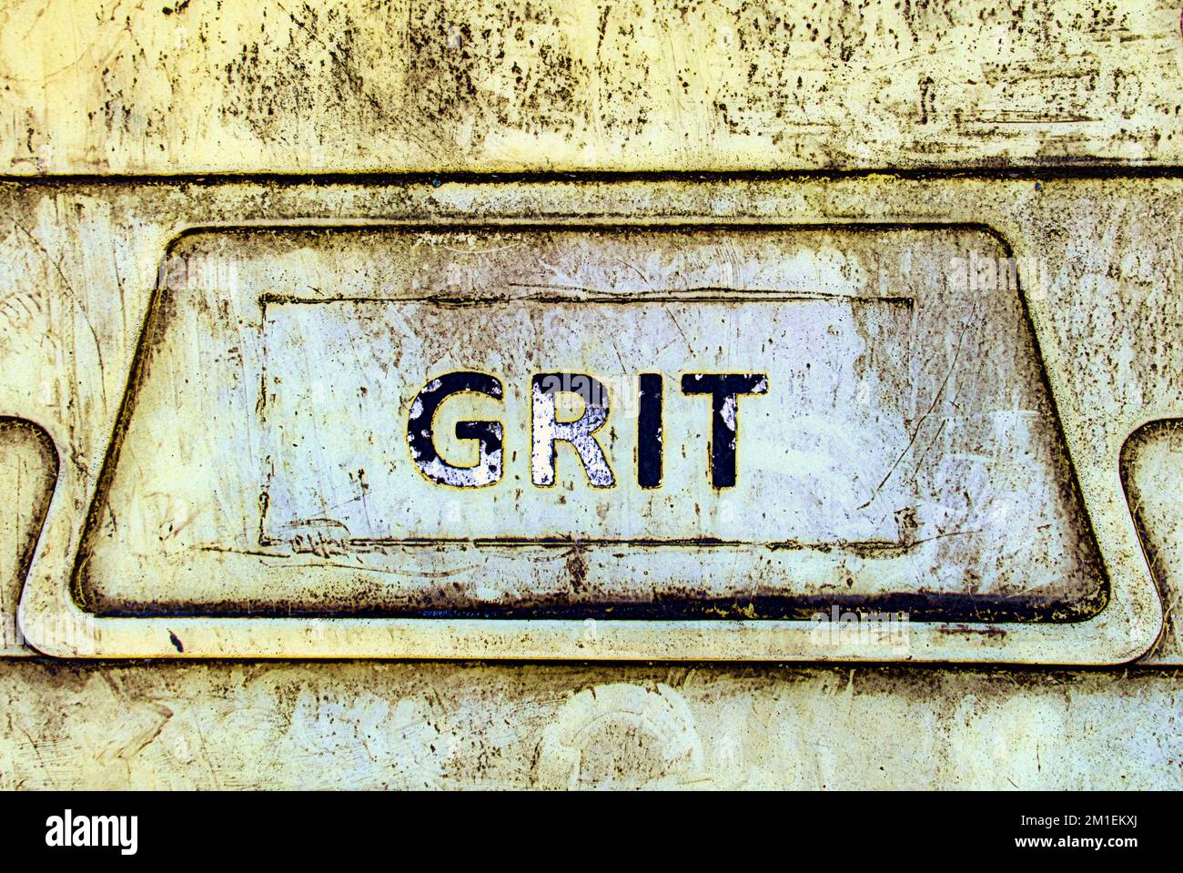 grit box covered in frost Stock Photo