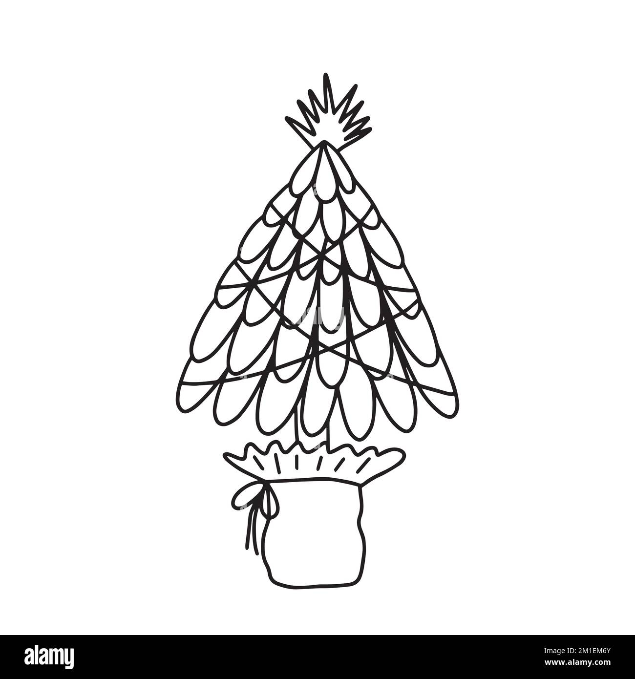 Christmas tree in pot vector doodle Stock Vector Image & Art Alamy