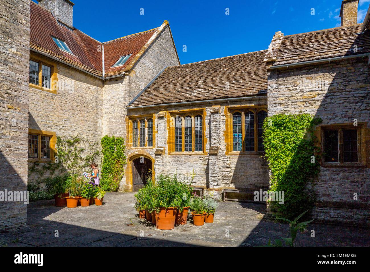 The central courtyard at Lytes Cary Manor, nr Somerton, Somerset, England, UK Stock Photo