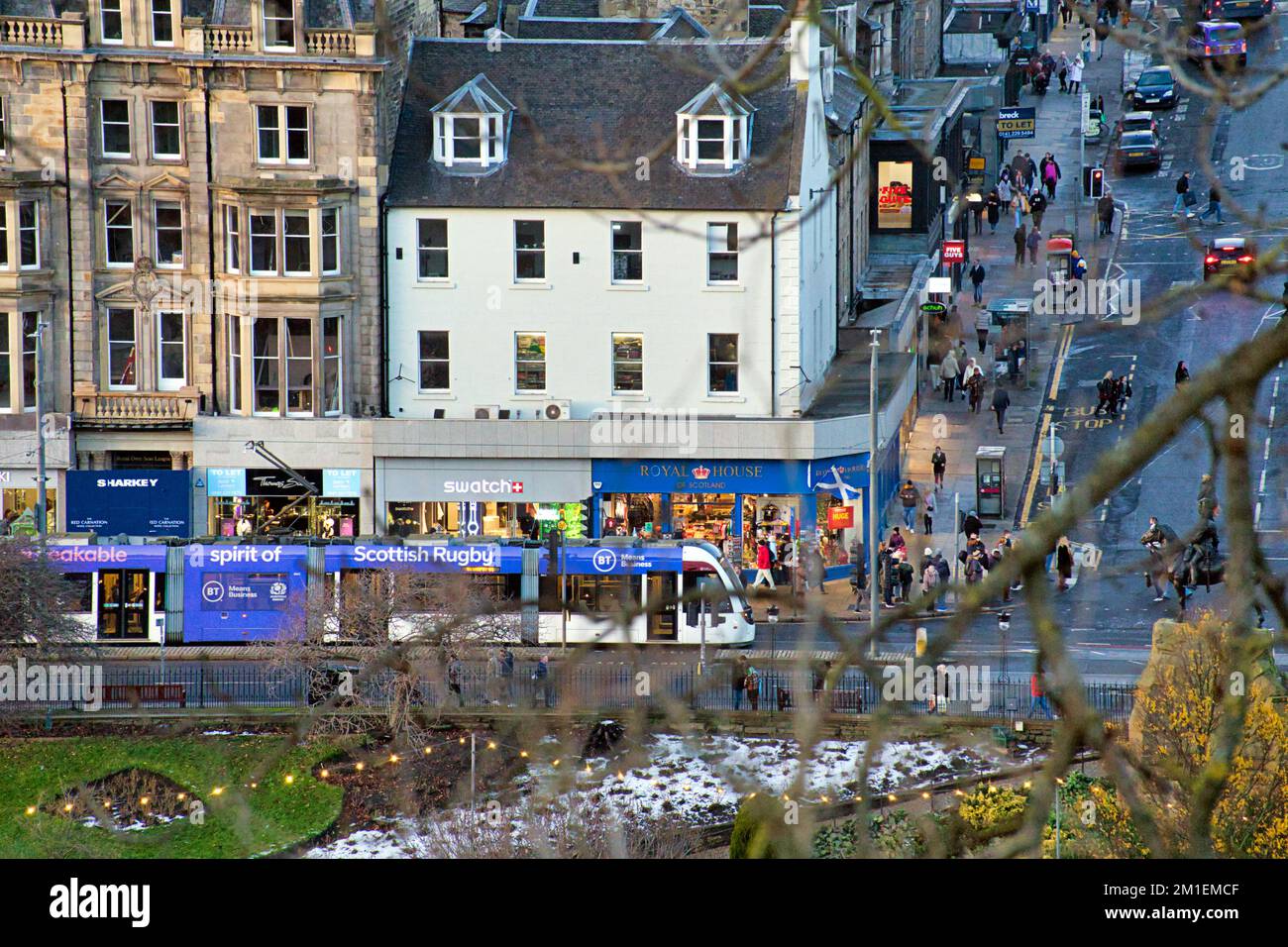 tram on princes street Edinburgh, Scotland, UK Stock Photo
