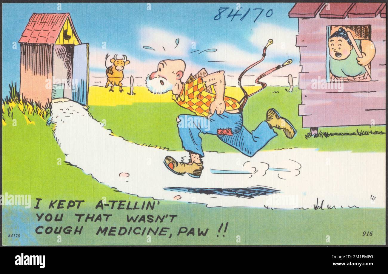 I kept atellin' you that wasn't cough medicine, paw!! , Privies, Cows