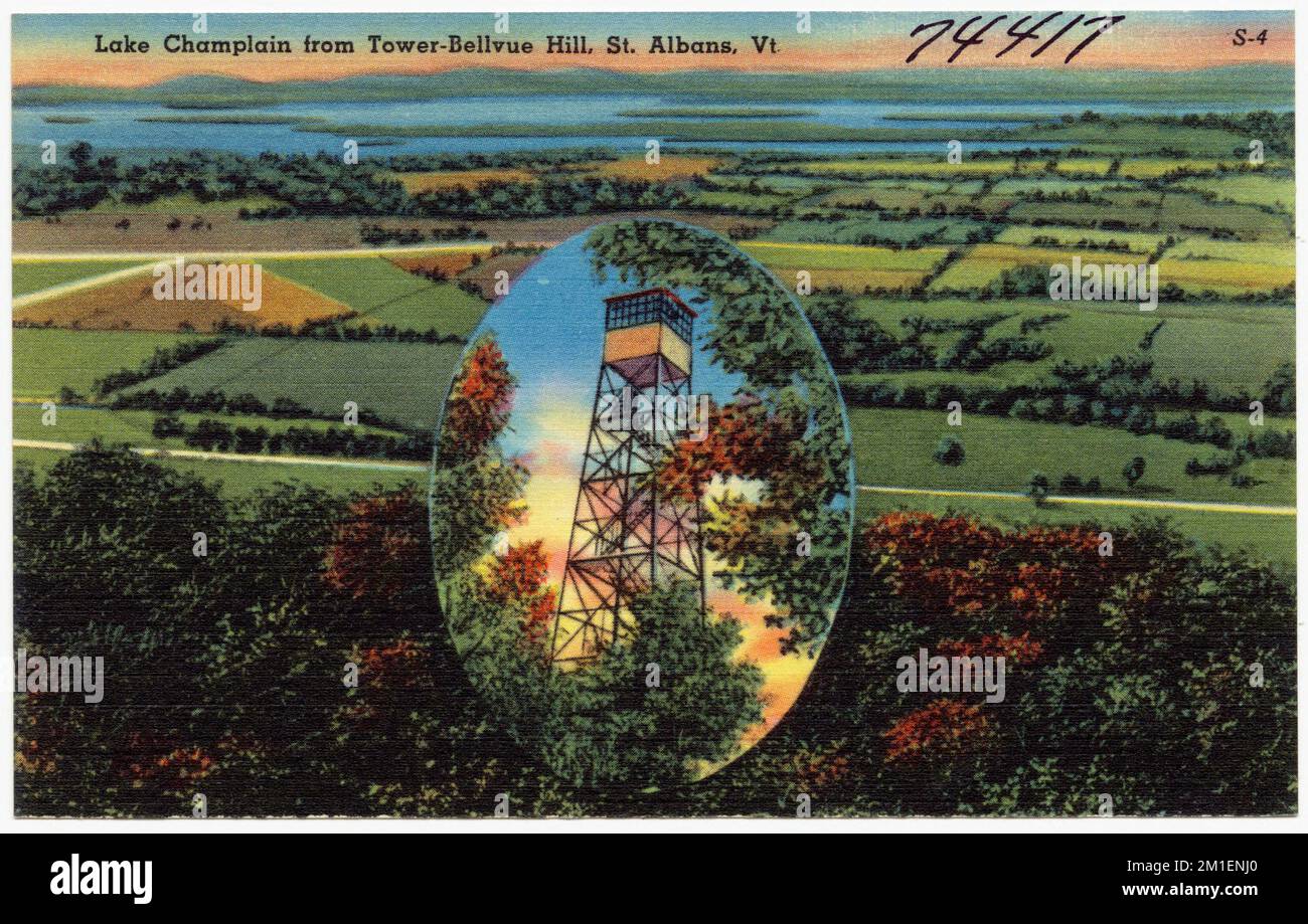 Lake Champlain from TowerBellevue Hill, St. Albans, Vt. , Valleys, Tichnor Brothers Collection