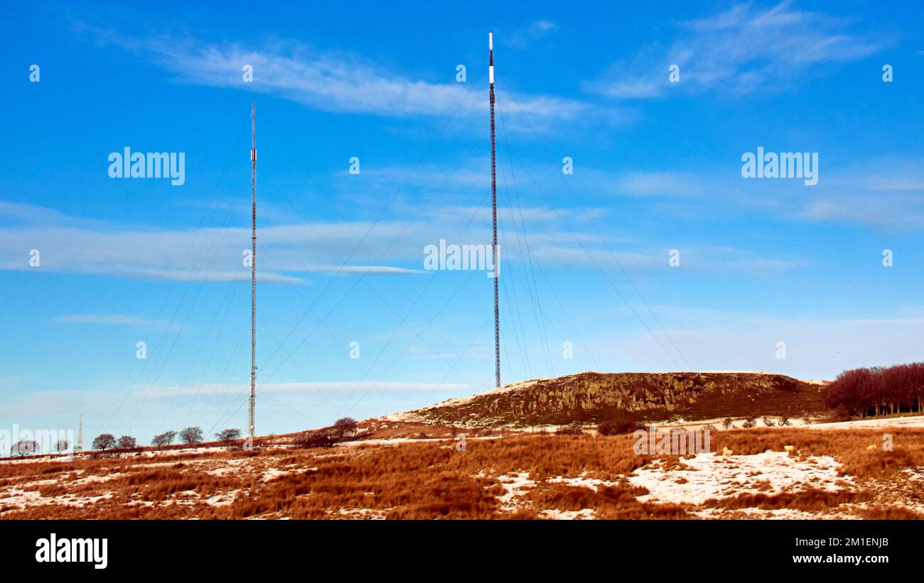Harthill  broadcast Aerials on a hill high on the heart of Scotland Stock Photo