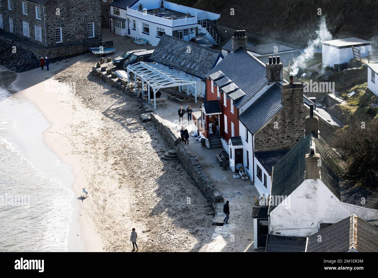 Village of Porthdinllaen including Ty Coch Inn,Wales, from above Stock Photo