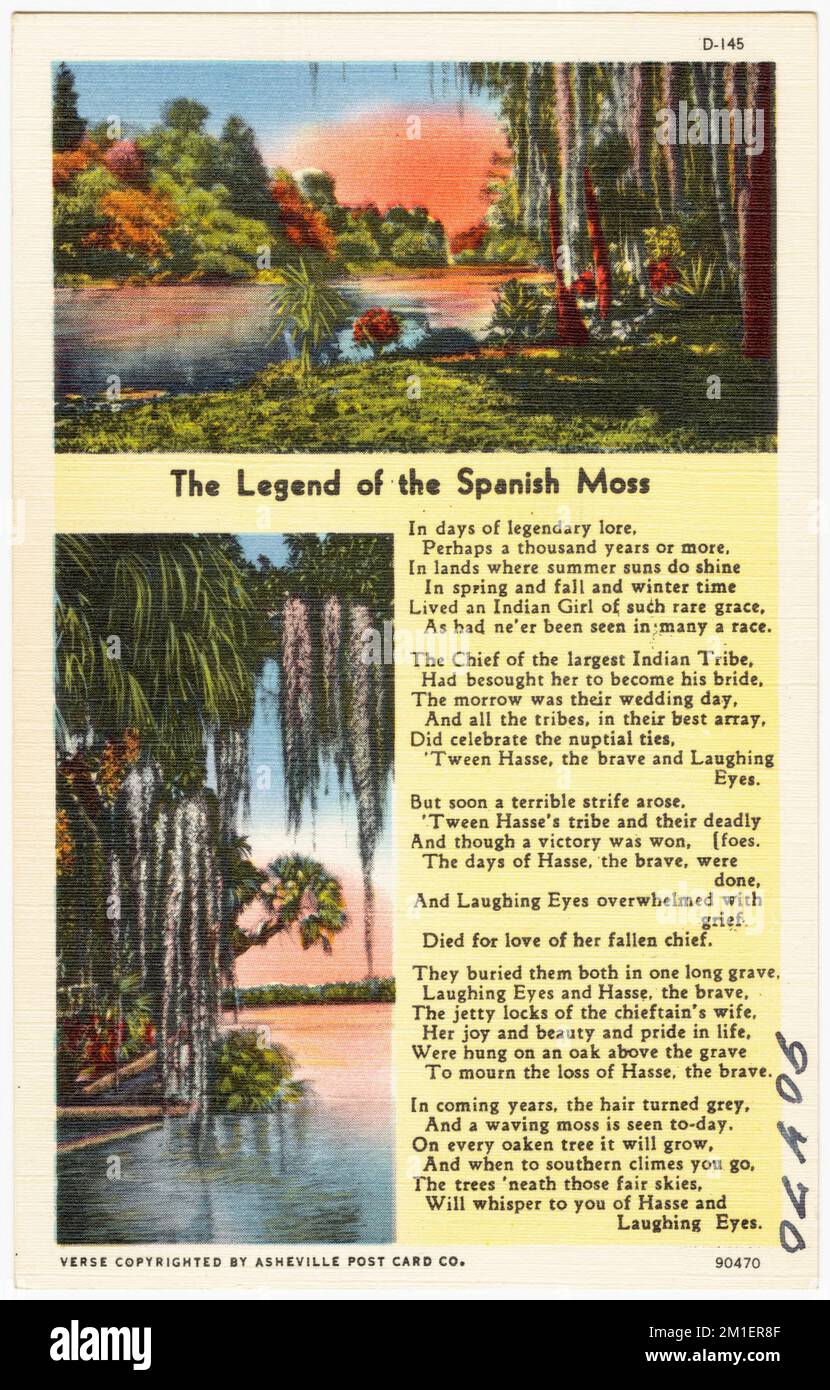 The legend of the Spanish moss , Tichnor Brothers Collection, postcards