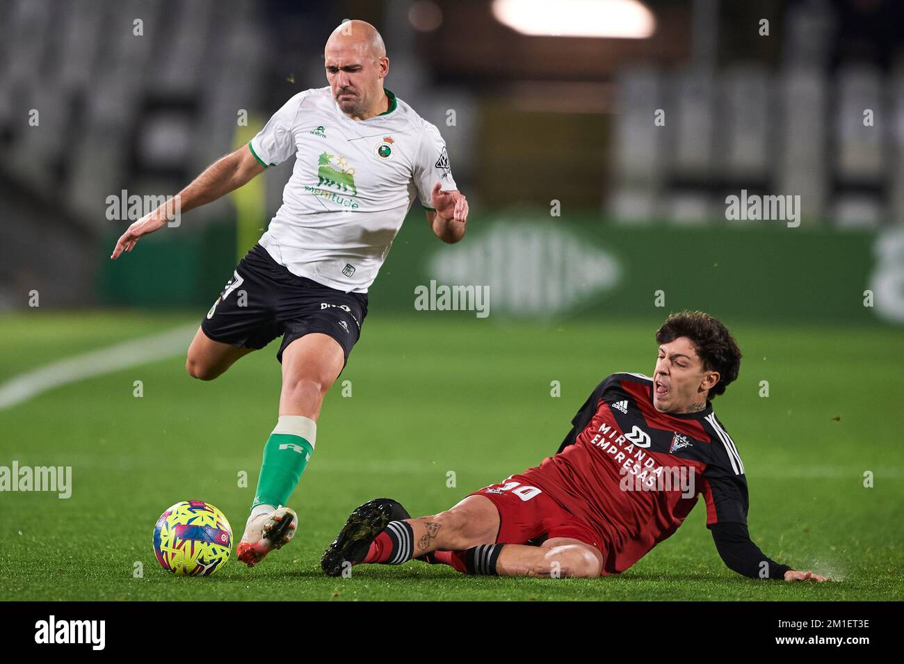 Unai Medina of Real Racing Club during La Liga SmartBank at El Sardinero Stadium on December, 11, 2022 in Santander, Cantabria, Spain. Stock Photo