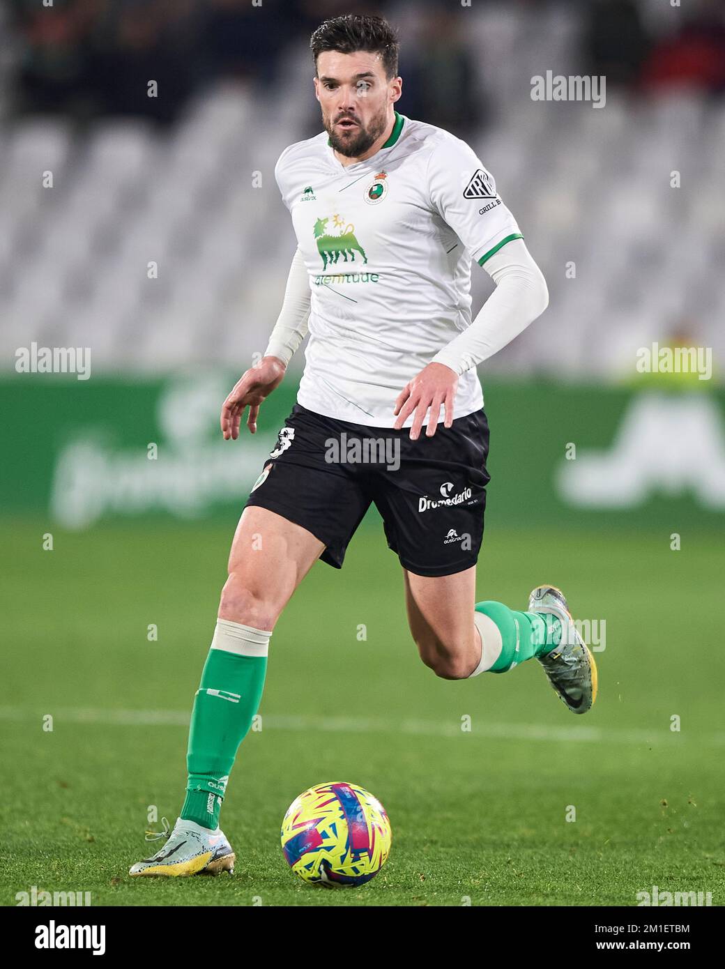 Eneko Satrustegui of Real Racing Club during La Liga SmartBank at El Sardinero Stadium on December, 11, 2022 in Santander, Cantabria, Spain. Stock Photo