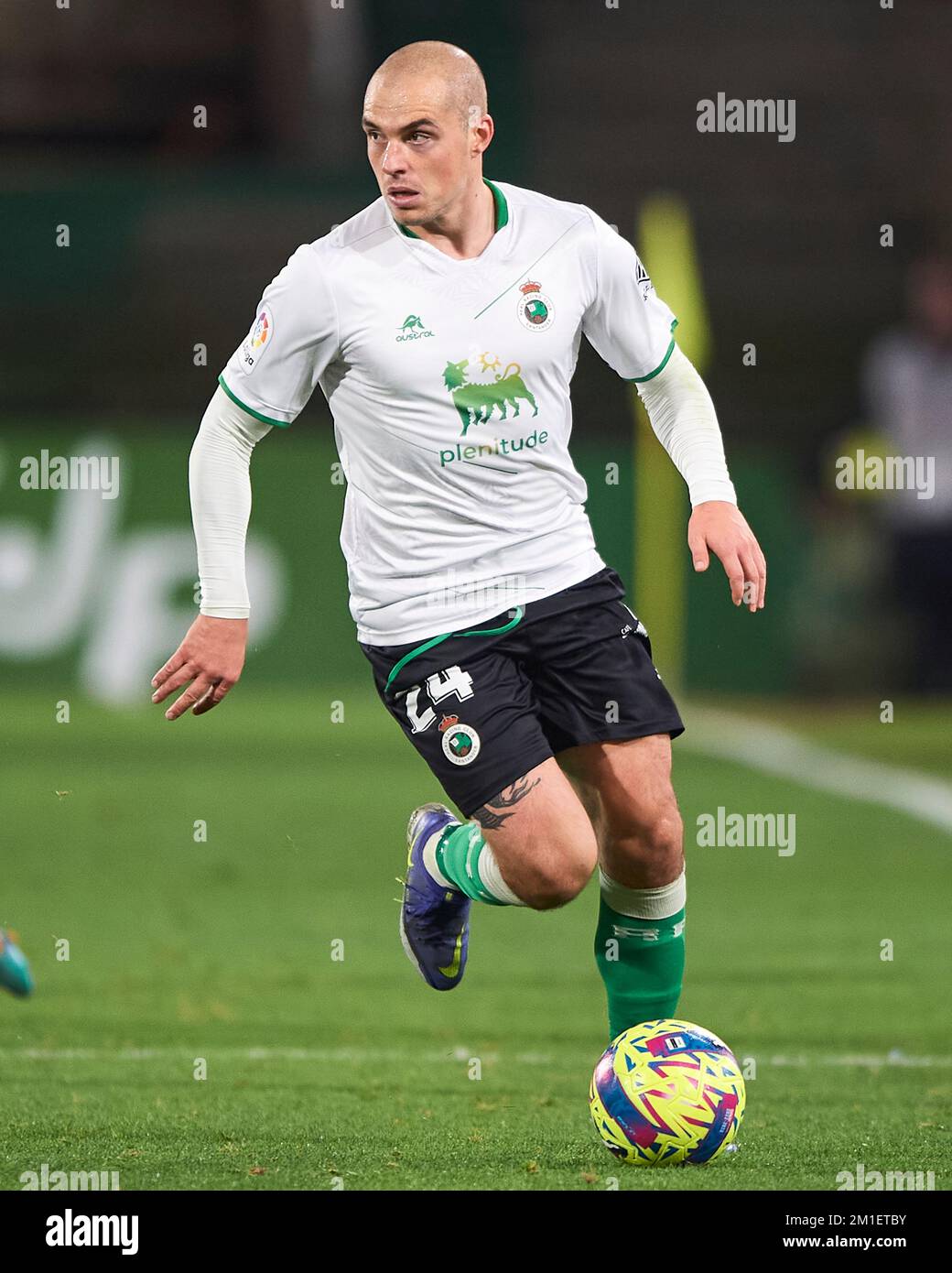 Marcos Pombo of Real Racing Club during La Liga SmartBank at El Sardinero Stadium on December, 11, 2022 in Santander, Cantabria, Spain. Stock Photo