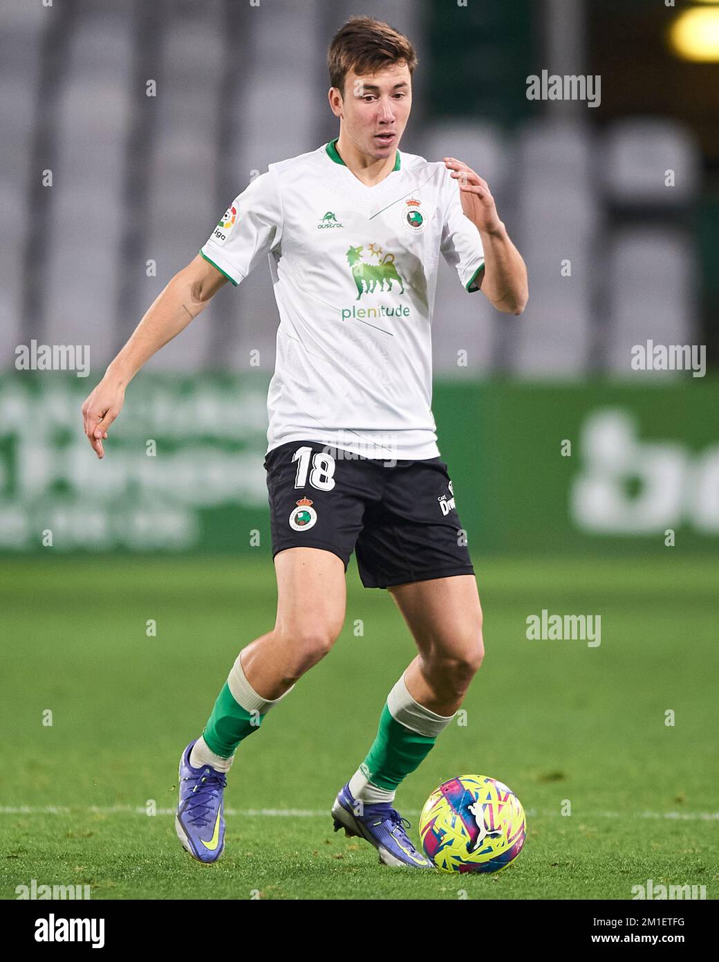 Saul Garcia of Real Racing Club during La Liga SmartBank at El Sardinero Stadium on December, 11, 2022 in Santander, Cantabria, Spain. Stock Photo