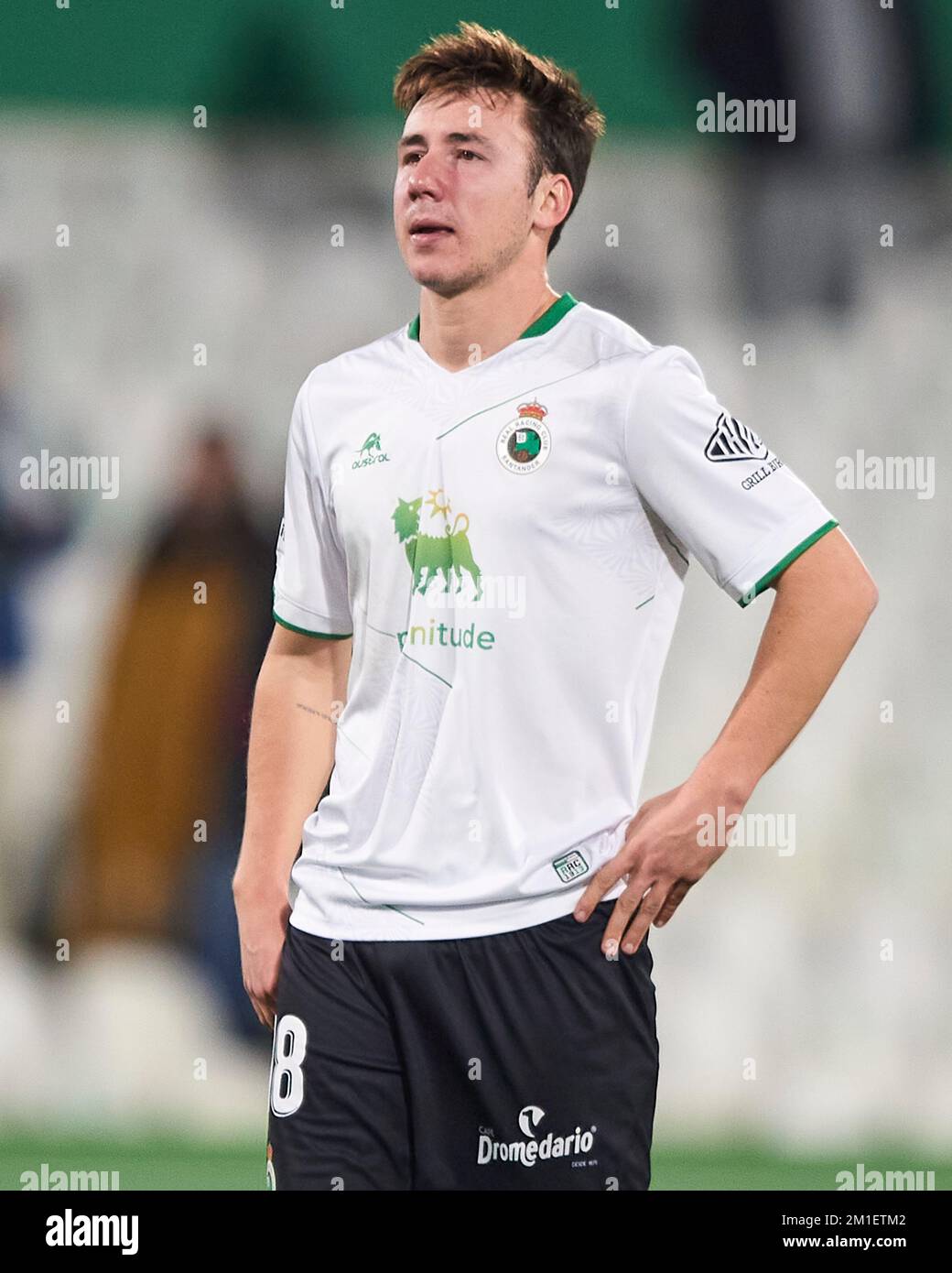 Saul Garcia of Real Racing Club during La Liga SmartBank at El Sardinero Stadium on December, 11, 2022 in Santander, Cantabria, Spain. Stock Photo