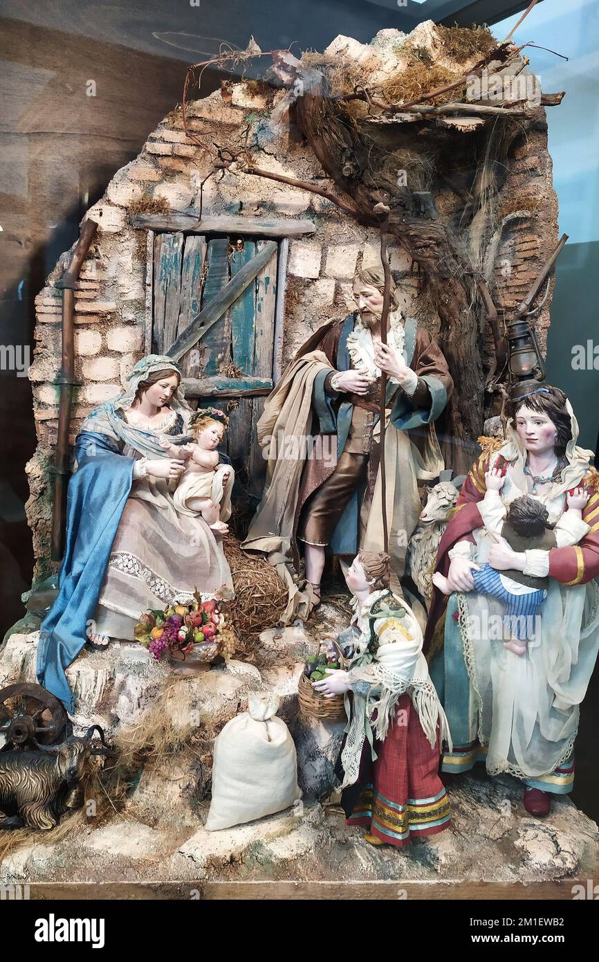 Handmade nativity scene by the artist Beatrice de Simone, on display at the nativity scene