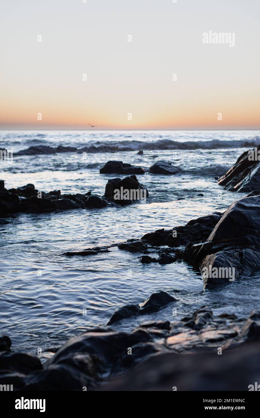Calming Sea in Sunset in Sea Point Cape Town Africa Stock Photo