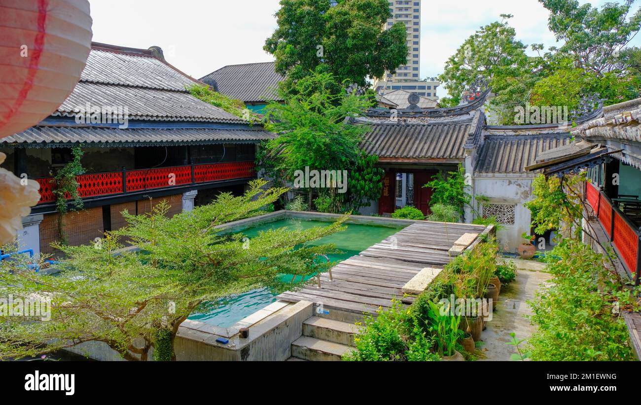 So Heng Tai Mansion is a centuries-old Chinese-styled house at Talad Noi (Little Market) in Bangkok, Thailand Stock Photo