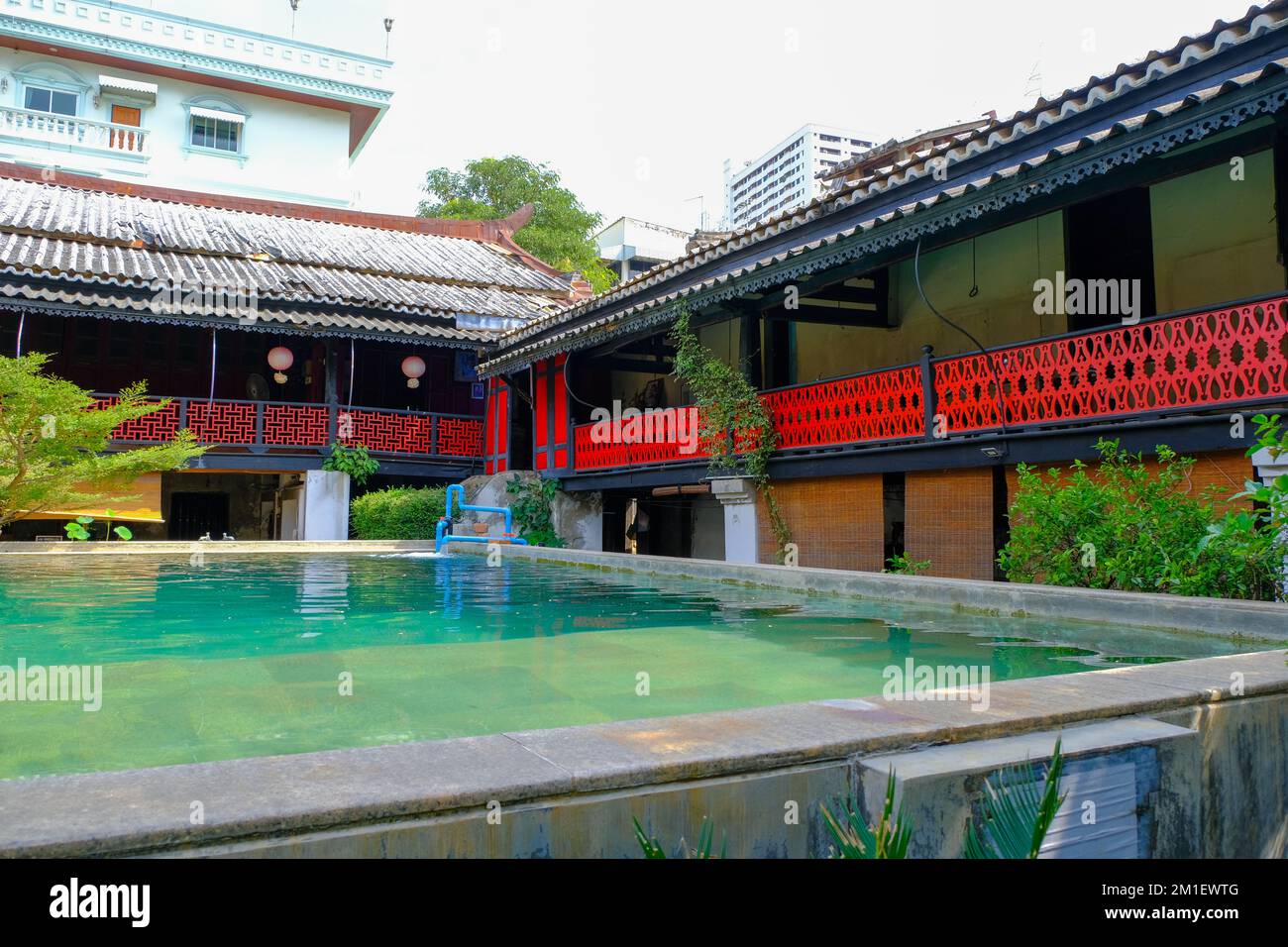 So Heng Tai Mansion is a centuries-old Chinese-styled house at Talad Noi (Little Market) in Bangkok, Thailand Stock Photo