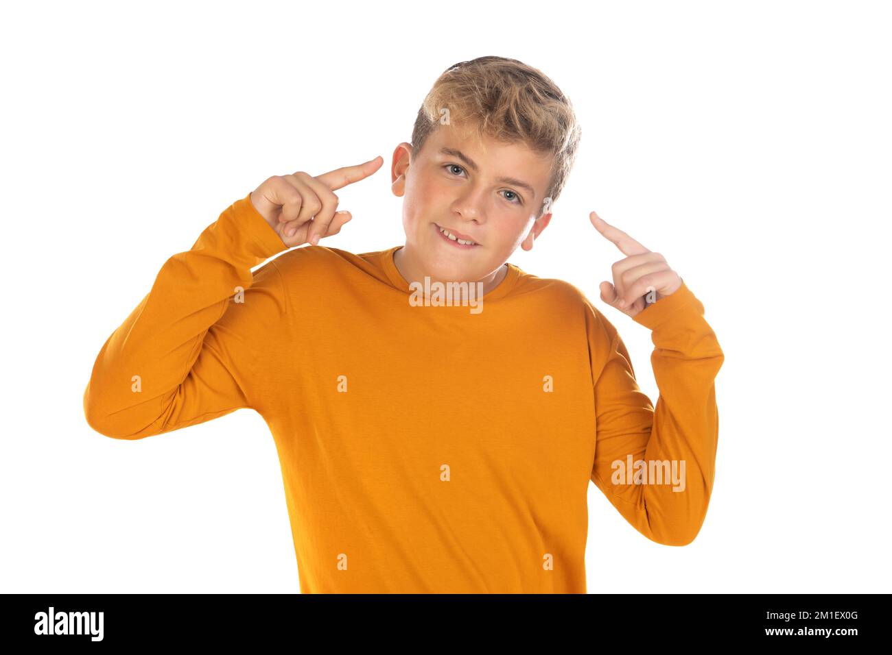 Teenager in orange t shirt hi-res stock photography and images - Alamy