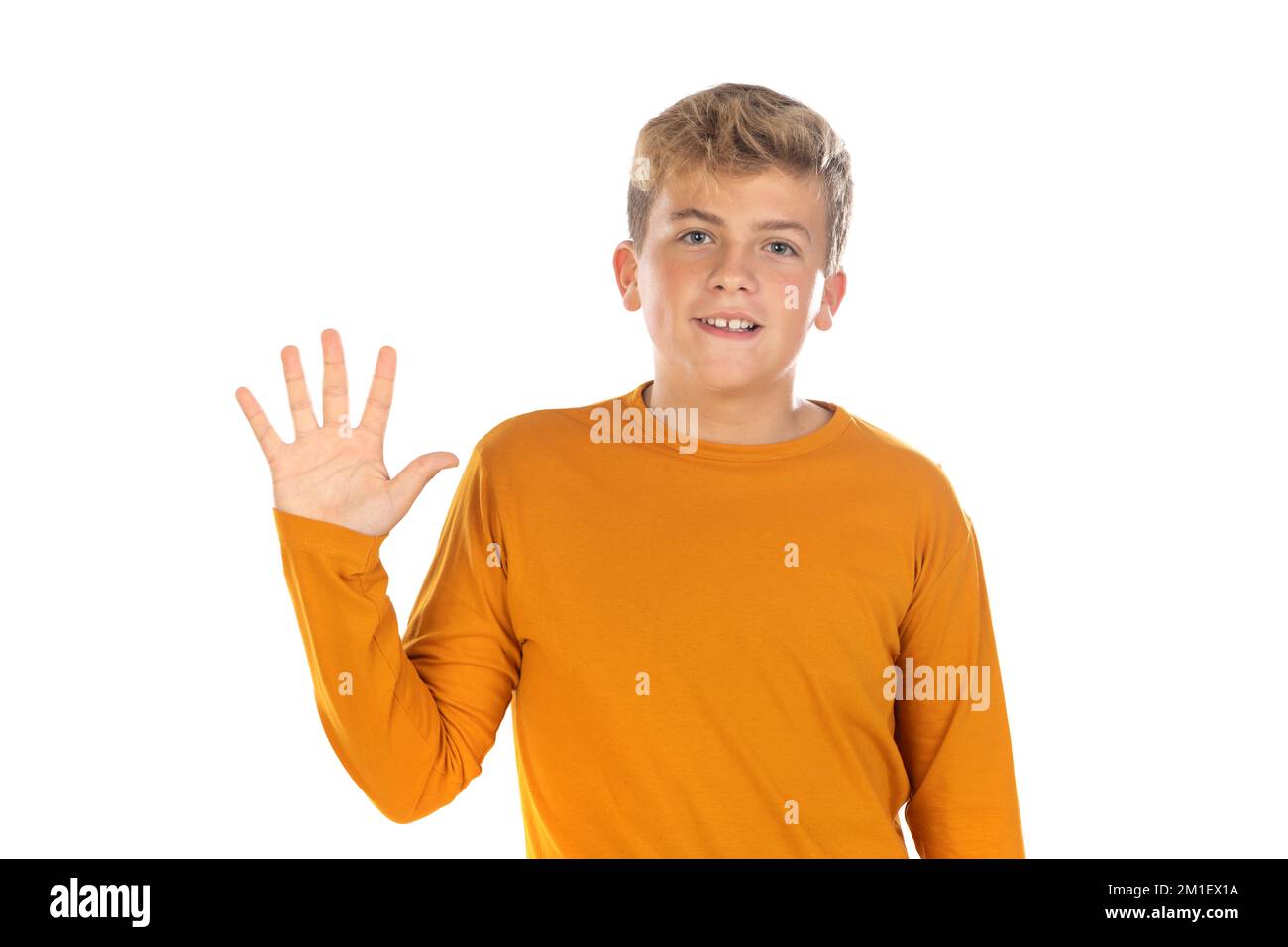 Teenager in orange t shirt hi-res stock photography and images - Alamy