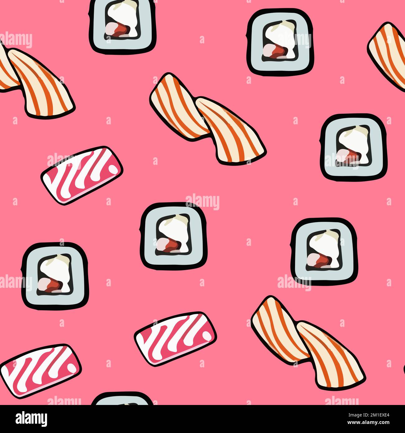 Vector seamless sushi pattern on pink Stock Vector Image & Art - Alamy