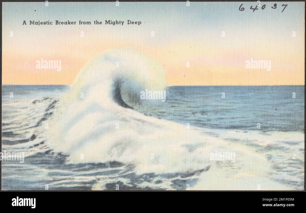 A majestic breaker from the mighty deep , Seas, Tichnor Brothers