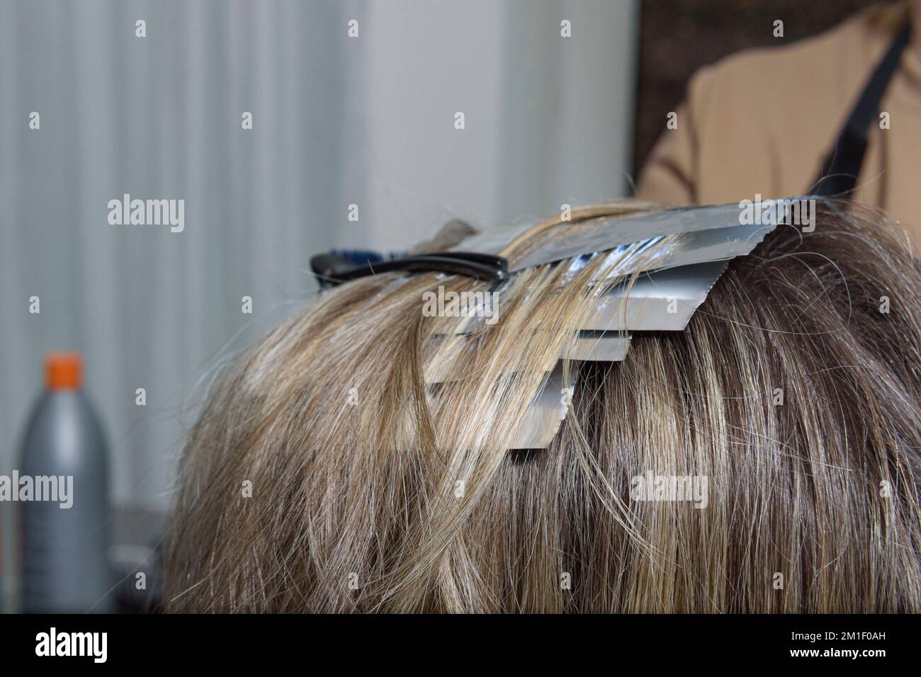 Hairdresser Coloring Hair Foils Stock Photo 1518808139