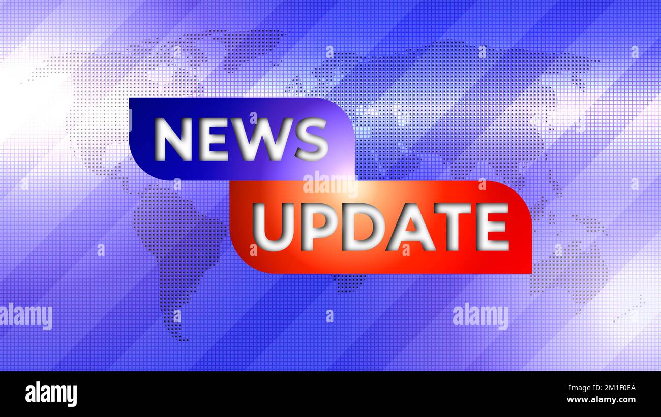 News update with moving bright light on blue background with World map. news, news update and breaking news illustration. Stock Photo