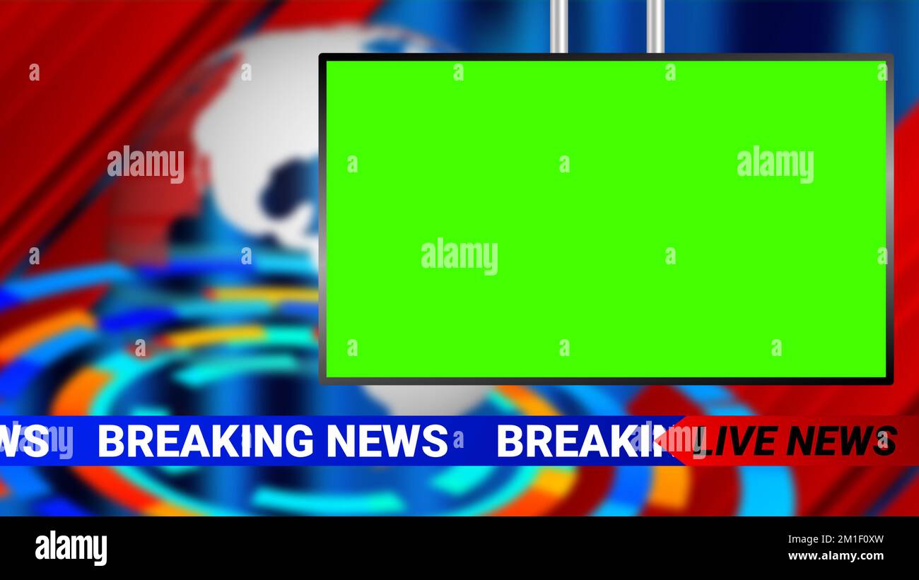 live, breaking, report and News background with green screen television